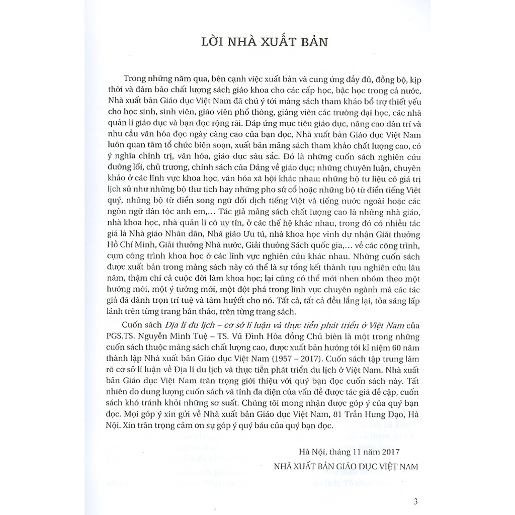 [Mã BMBAU50 giảm 10% đơn 99k] Sách - Địa Lý Du Lịch Việt Nam - Cơ sở lí luận và thực tiễn phát triển ở Việt Nam