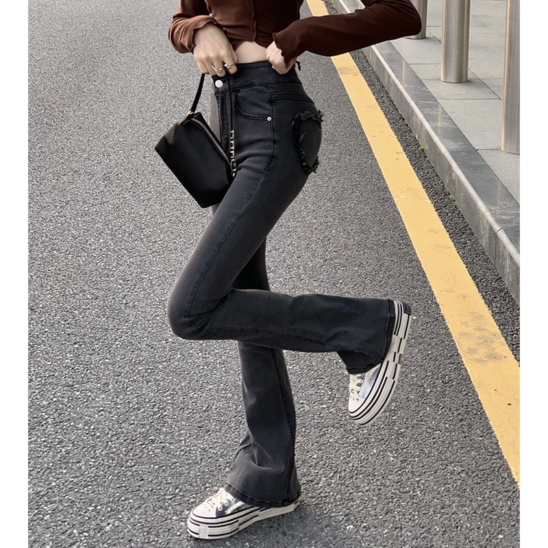 Quần Jeans Nữ Lưng Cao Ống Loe Thời Trang