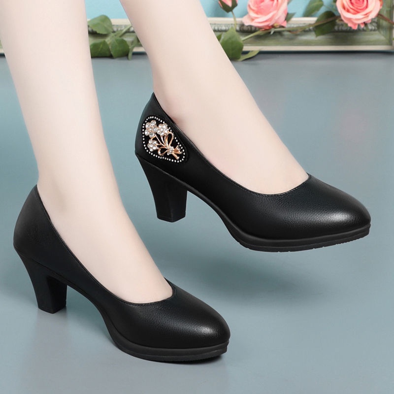 Giày Cao Gót Bằng Da Thật Thoải Mái Cho Phụ Nữ Trung Niên