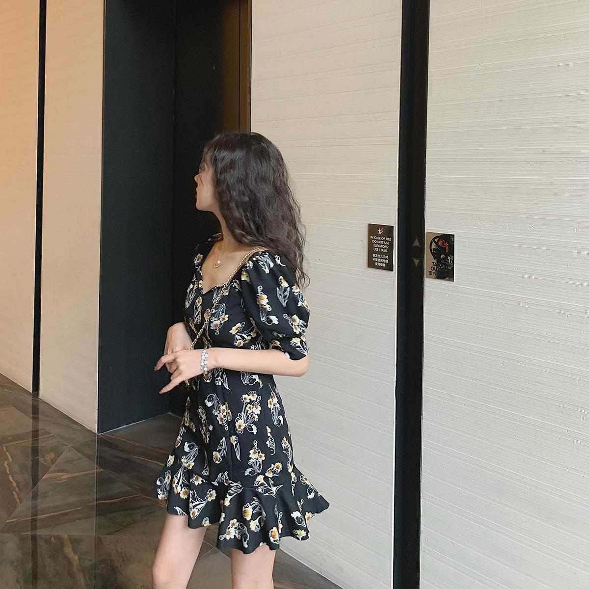 Đầm Nữ Ngắn Tay Cổ Tròn In Hoa Thời Trang | BigBuy360 - bigbuy360.vn