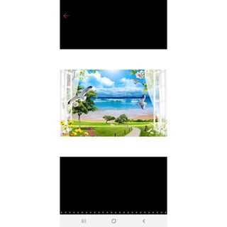 Tranh dán tường cửa sổ biển 100cm x65cm