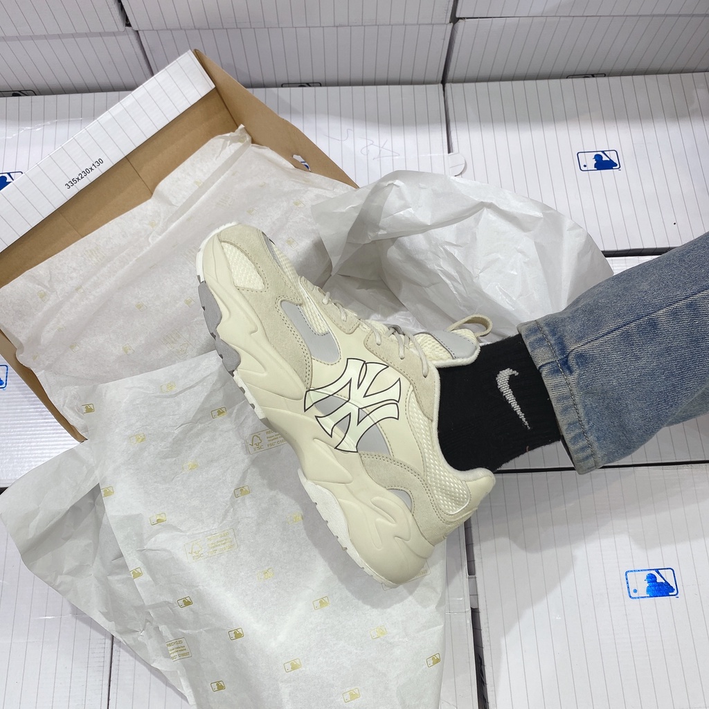 [CHÍNH HÃNG] Giày Sneaker MLB Chunky Lite - New York màu Cream (4)