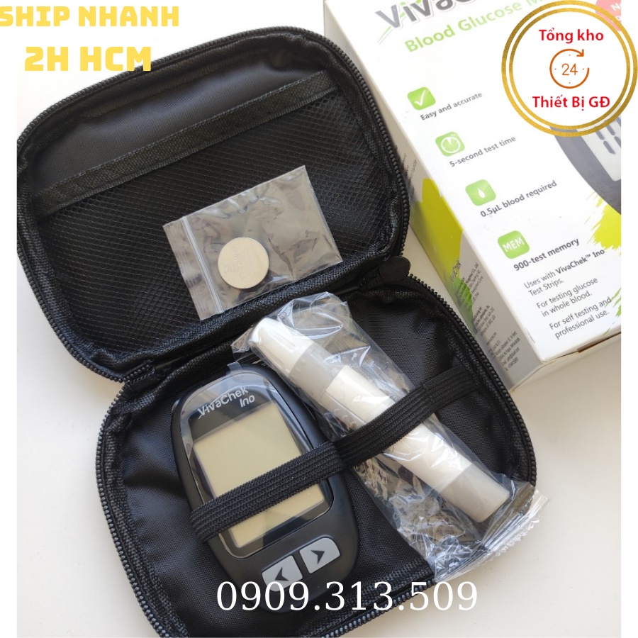 Máy đo đường huyết Viva Check Ino thương hiệu Mỹ cao cấp tặng 50 test và kim - bảo hành trọn đời