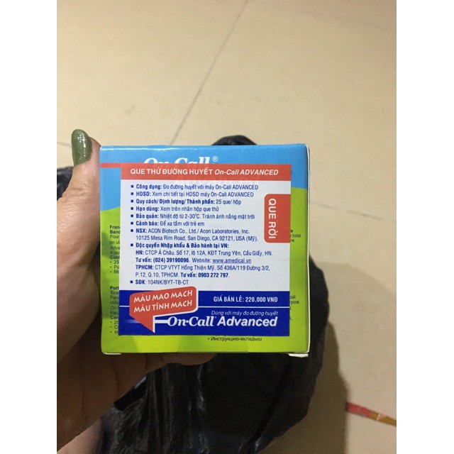 Que đường huyết ACON On Call Advanced hộp 25
