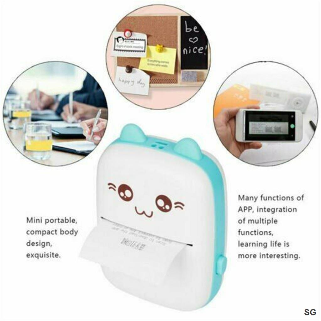 Máy In Ảnh Hoạt Hình Không Dây Mini Kết Nối Bluetooth Cho Android Ios