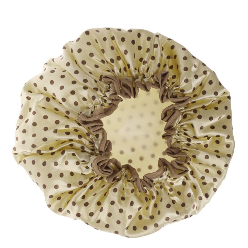 Mũ Trùm Tóc Khi Tắm Hai Lớp Chống Nước Họa Tiết Chấm Bi Và Hoa Cho Nữ