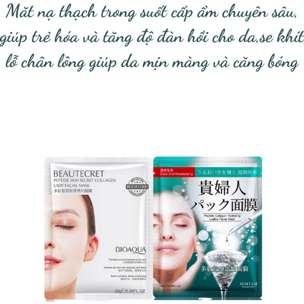 Mặt nạ thạch collagel BIOAQUA thủy tinh trong suốt mask nội địa trung dưỡng trắng sáng da giảm mụn