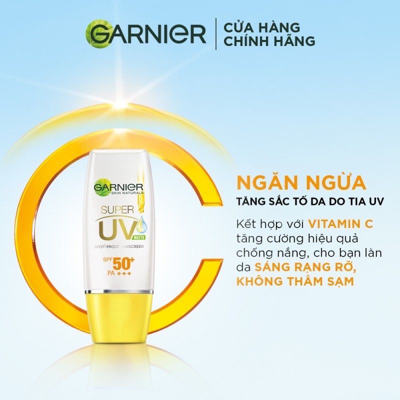 15ml - Kem chống nắng kiềm dầu & sáng da GARNIER