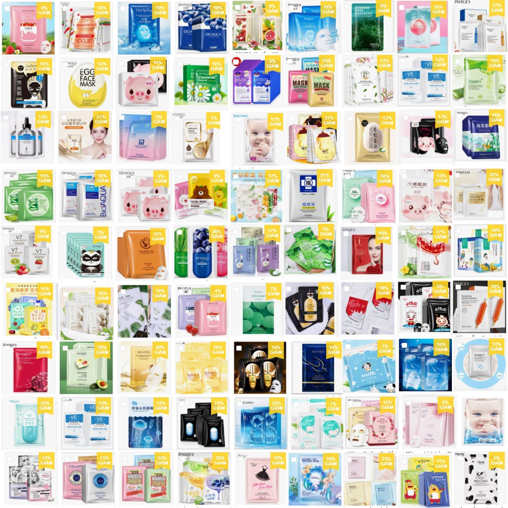 Combo 10 mặt nạ Nội địa Trung - Mix lộn xộn đủ mẫu