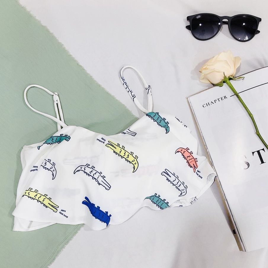 Áo bơi lẻ họa tiết cá sấu cute VIBES Bikini Top Crocodile