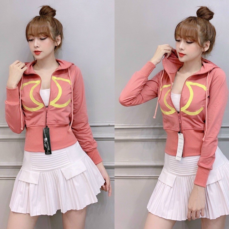 áo khoác nữ phom lửng thun cotton da cá loại 1 thêu logo mới 2021 | BigBuy360 - bigbuy360.vn