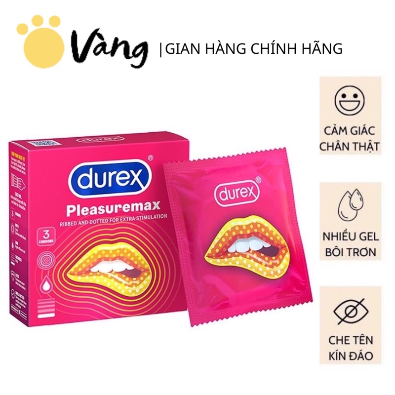 Bao Cao Su Durex Siêu Mỏng Có Gai Pleasuremax Tăng Cảm Giác 3 Bao/Hộp