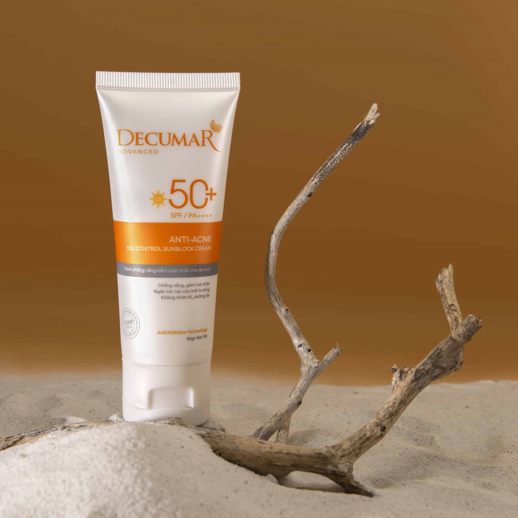 Kem Chống Nắng Kiểm Soát Nhờn Cho Da Mụn [Tuýp 50g] - DECUMAR SUNBLOCK CREAM [SPF50+] [decuma, dercuma, dercumar]