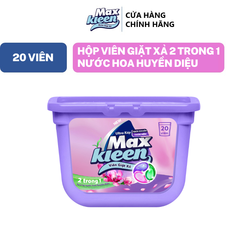 Hộp Viên Giặt Xả MaxKleen 2 Trong 1 Hương Huyền Diệu (20 Viên/Hộp)