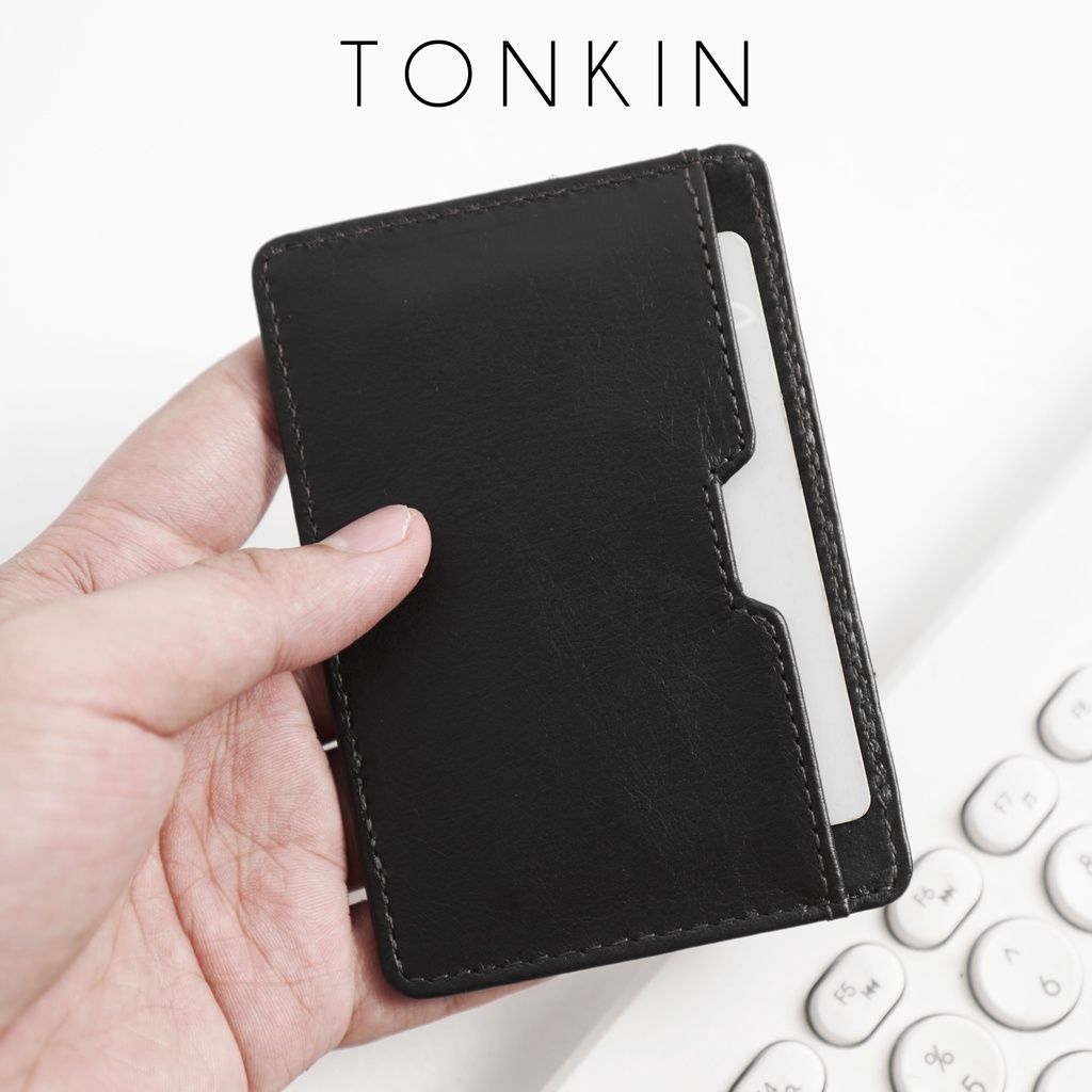 Ví nam Mini cầm tay da thật, ví name card nhiều màu nhỏ gọn tiện lợi Unisex thương hiệu TONKIN