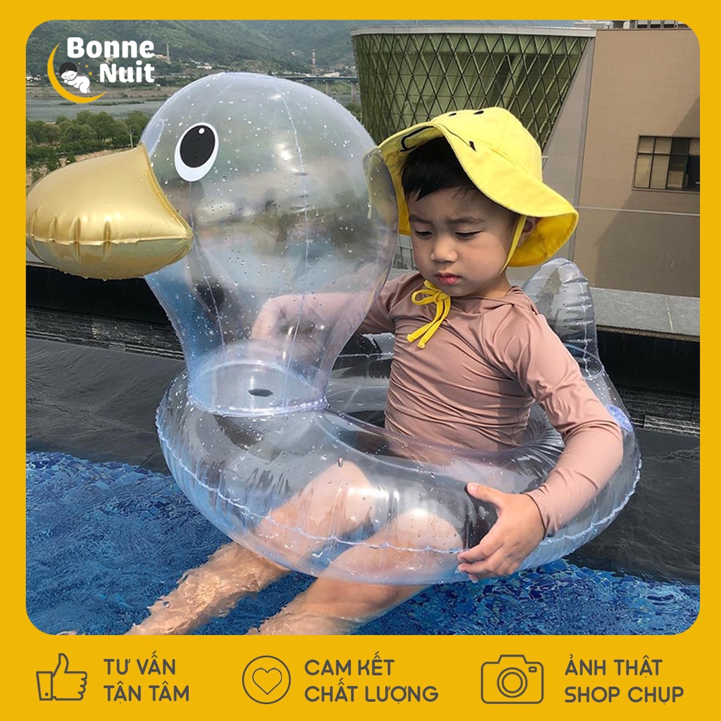 Phao bơi hình chú Vịt màu trong suốt cho bé mùa hè