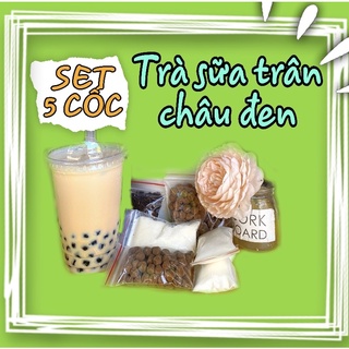 Set làm 5 cốc trà sữa trân châu đen 500ml ngon chuẩn vị