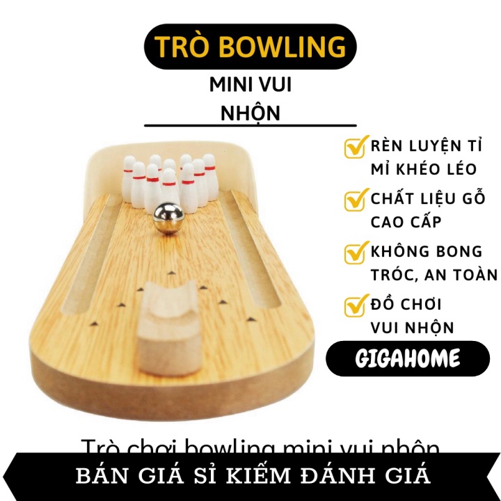 Bowling Cho Bé GIGAHOME Đồ Chơi Bowling Mini Bằng Gỗ Phát Ra Âm Thanh, An Toàn Cho Bé 6407