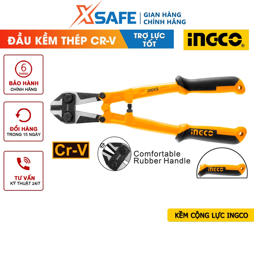 Kìm cộng lực cắt thép Ingco size 36-120cm, thép cr-v, tay cầm bọc cao su - chính hãng