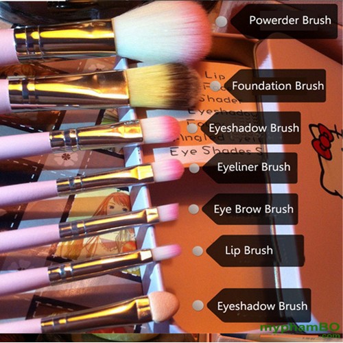 Bộ Cọ Kitty 7 Cây kèm hộp thiếc cơ bản tiện lợi trang điểm Brusher makeup chính hãng nội địa sỉ tốt - GIÁ RẺ 09