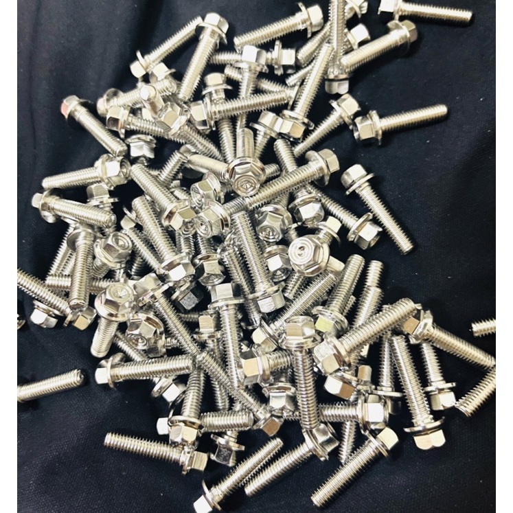 Ốc inox 6li25 đầu trụ xoắn v2 mẫu mới gắn cùm xe côn , lốc máy các xe cực sáng đẹp
