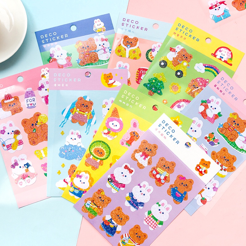 1 Pcs Kawaii Sticker Bear Rabbit Stickers Diary Scrapbook Decor