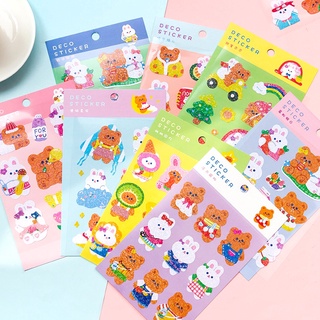 1 Pcs Kawaii Sticker Bear Rabbit Stickers Diary Scrapbook Decor