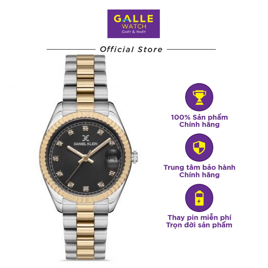 Đồng hồ nữ dây thép không gỉ cao cấp Daniel Klein DK.1.12779 chống nước, mặt số khảm trai đính đá, có lịch ngày | BigBuy360 - bigbuy360.vn