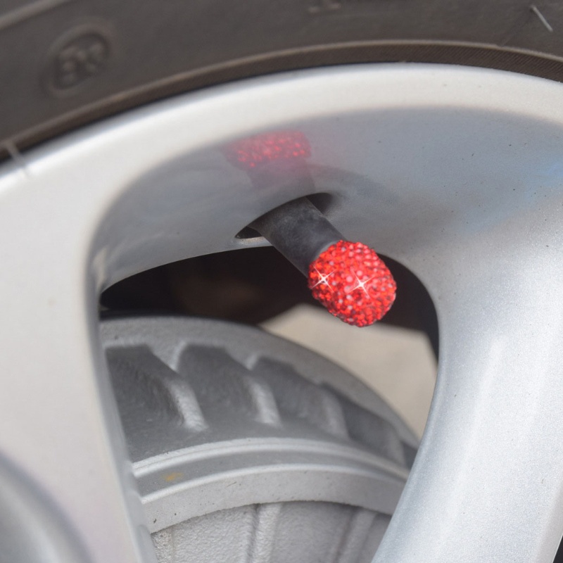 Set 4 Vỏ Bọc Nắp Van Khí Bánh Xe Đính Đá Pha Lê Handmade Dành Cho Trang Trí Ô Tô Univer