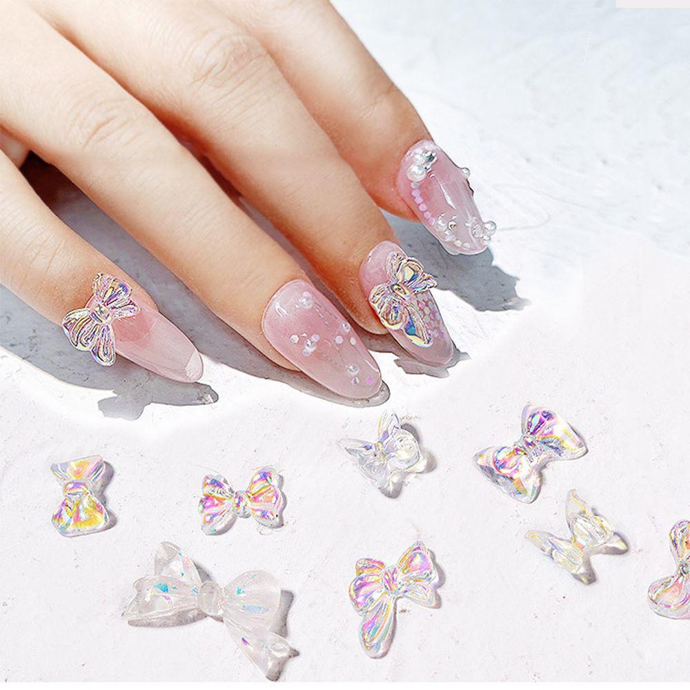 OCEANMAP Phụ Kiện Trang Trí Móng Tay Nhiều Màu Sắc Hình Nơ Bướm Thời Trang Charms