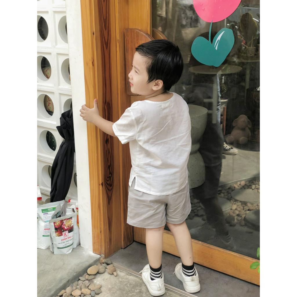 Áo Sơ Mi Bé Trai Cổ Trụ Tay Ngắn Chất Liệu Linen Cao Cấp - DANIEL SHIRT - TOL007 - SAOLA KIDS CLOTHING