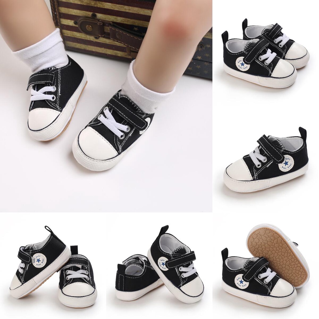 Giày Lười Vải canvas Mềm Họa Tiết Ngôi Sao Năm Cánh Nhiều Màu Tùy Chọn Cho Bé Sơ Sinh