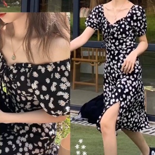 Váy trễ vai hoa cúc siu xinh