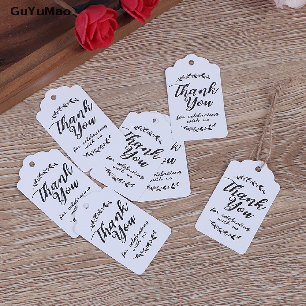 Set 100 Thẻ Giấy In Chữ Thank You Dùng Để Trang Trí Quà Tặng