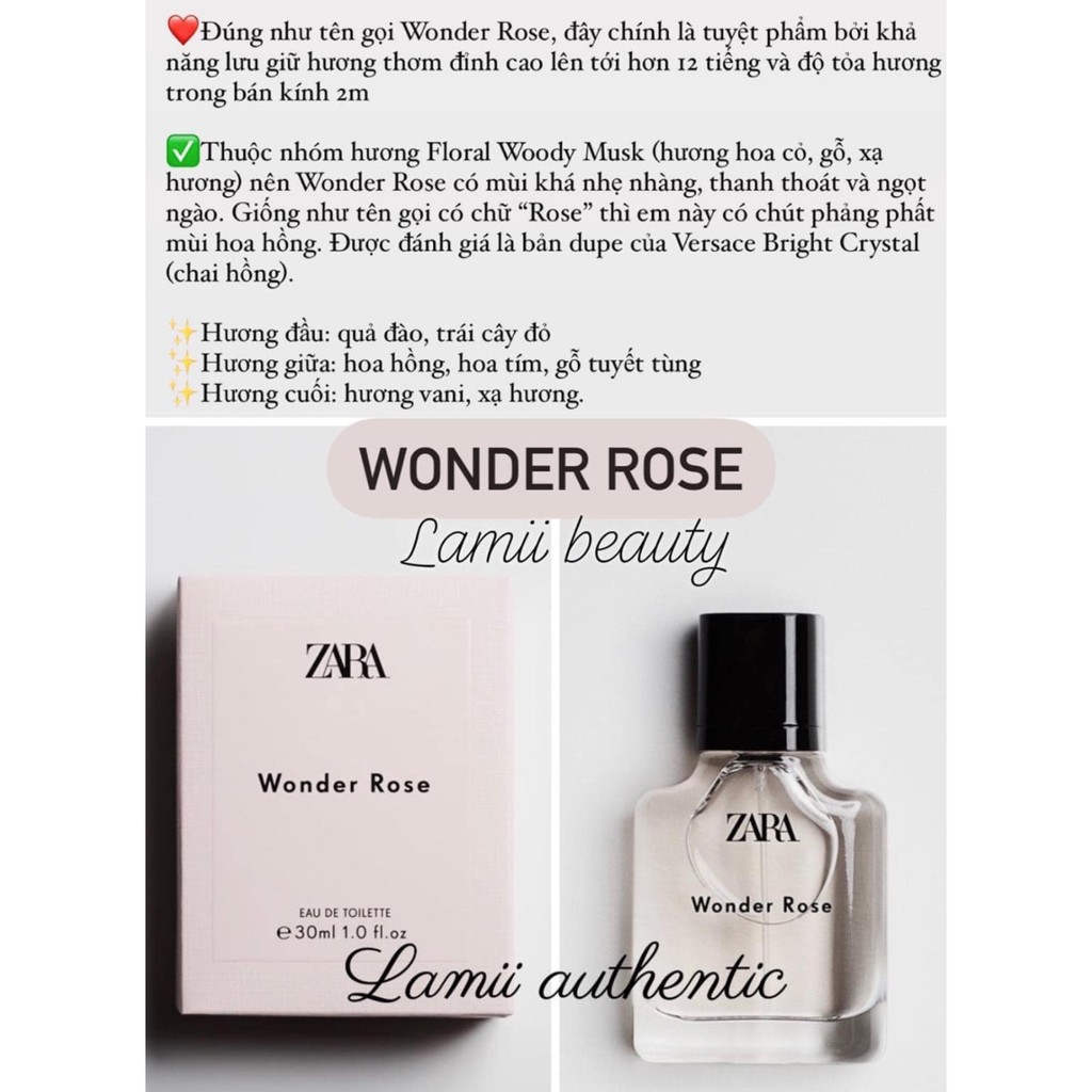 Nước hoa ZARA chính hãng kèm bill mua SPAIN Wonder rose, Orchid, Femme, Violet blossom, Fruity, Red vanilla, Pink flambe | BigBuy360 - bigbuy360.vn