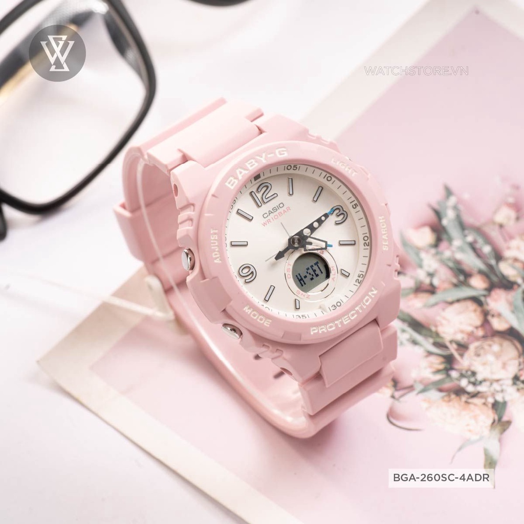 Đồng Hồ Điện Tử Nữ Casio WATCHSTORE BGA-260SC-4A Thiết Kế Mặt Kính Khoáng 41mm, Dây Và Vỏ Nhựa Bền Bỉ