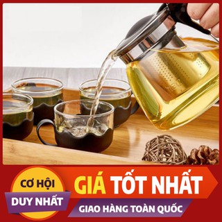 [Sẵn Hàng] Ấm Pha Trà Thủy Tinh Có Lưới Lọc Kèm 4 Cốc