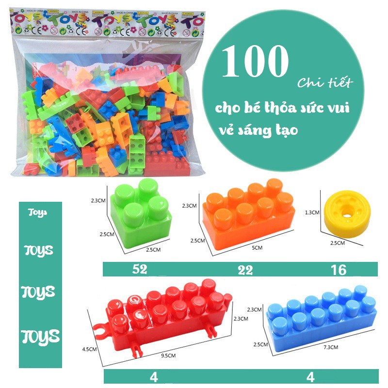 Bộ đồ chơi xếp hình 100 chi tiết, 286 chi tiết ,520 chi tiết cho bé lắp ráp,sáng tạo phát triển trí tuệ của trẻ em