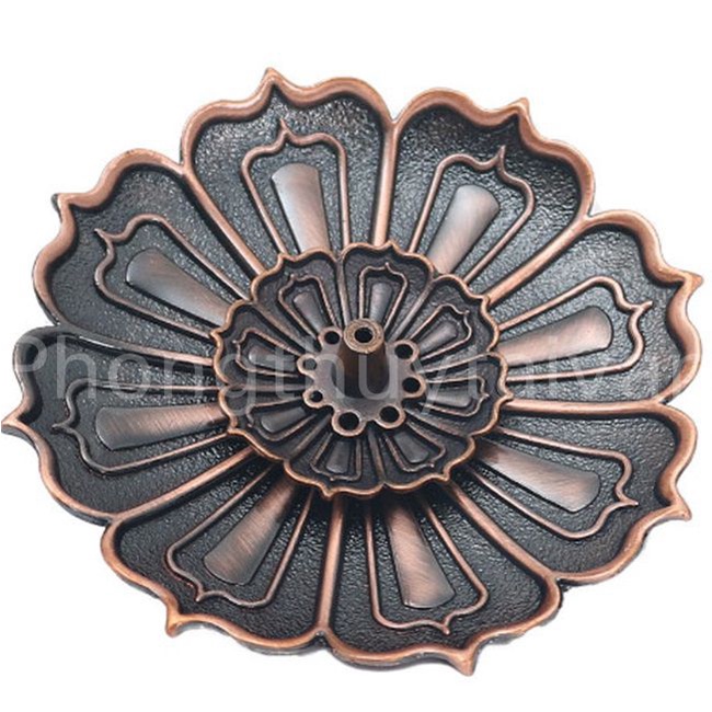 Khay Hứng Nhang Vòng,Đế cắm nhang cây ,nhang vòng HOA Hợp Kim 8.5cm - Thờ cúng