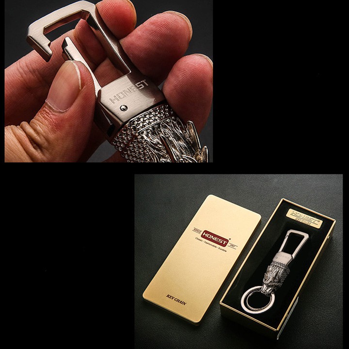 [Full box] Móc treo chìa khóa,  Móc khóa đầu rồng cao cấp sang trọng