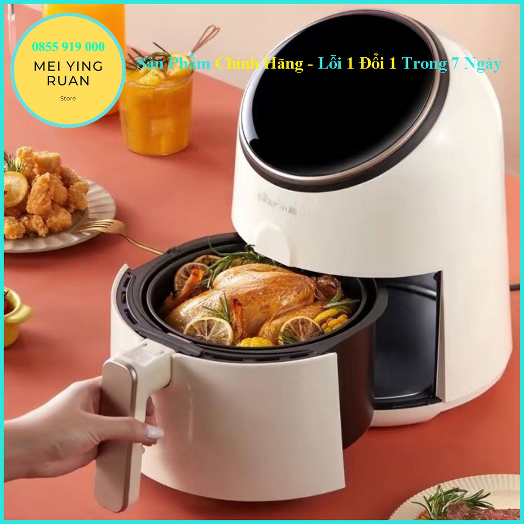 Nồi chiên không dầu mini công suất 1300W BEAR QZG-A13R1 3.2L màu trắng mặt kính cảm ứng , bảo hành 12 tháng