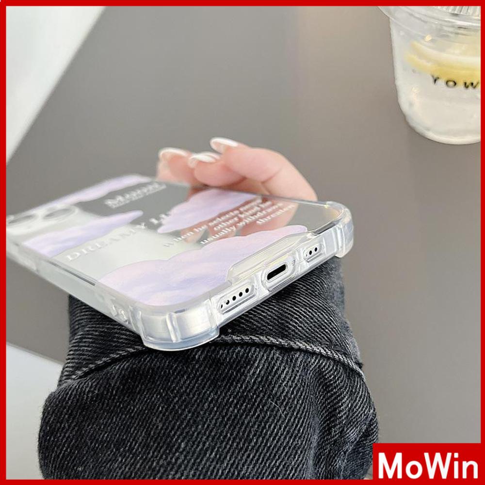 iPhone Case Acrylic Luxury Makeup Mirror Airbag Shockproof Protection Camera Purple Clouds Cute Compatible For iPhone 11 iPhone 13 Pro Max iPhone 12 Pro Max iPhone 7 Plus iPhone xr
