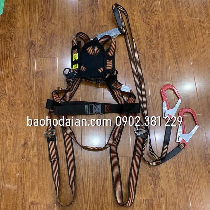 Dây an toàn thân Hàn Quốc kiểu Kujie 2 móc nhôm (dây bẹ)-đệm lưng-đệm vai