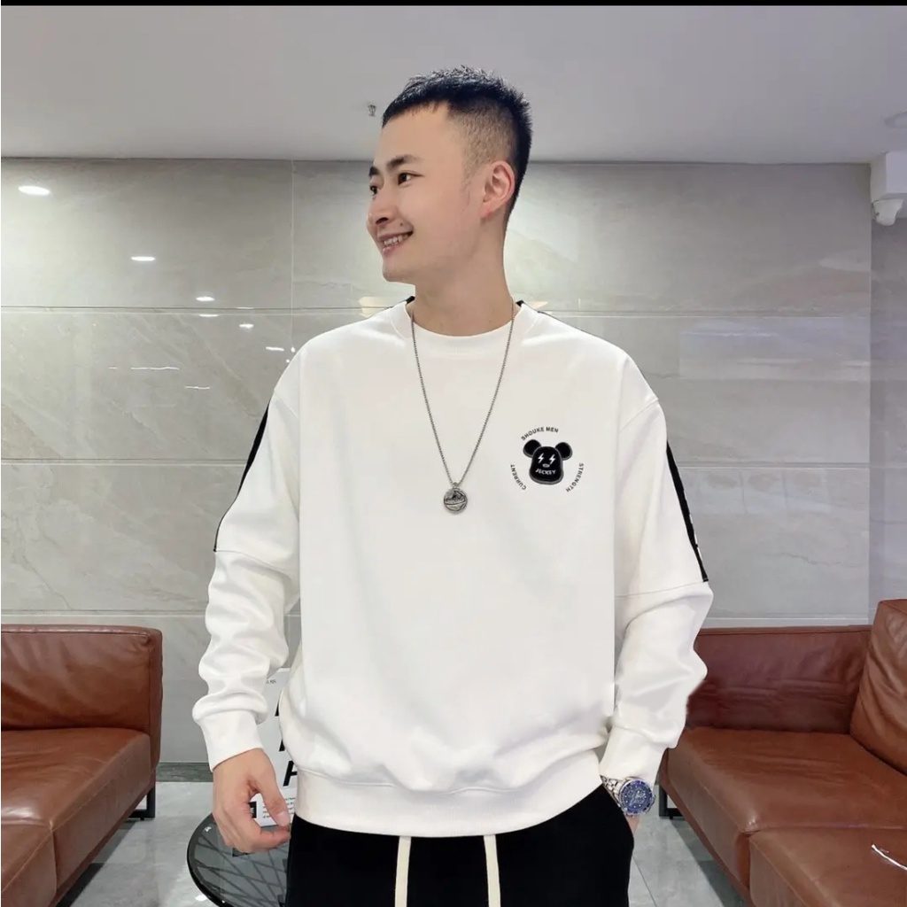Áo gấu bụng phệ Bearbrick.form rộng kiểu sweater unisex. áo nam thu đông cổ hai viền fom 45-85kg