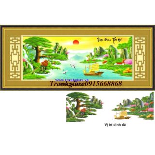 Tranh đính đá phong cảnh thuận buồm xuôi gió kt 200*85cm