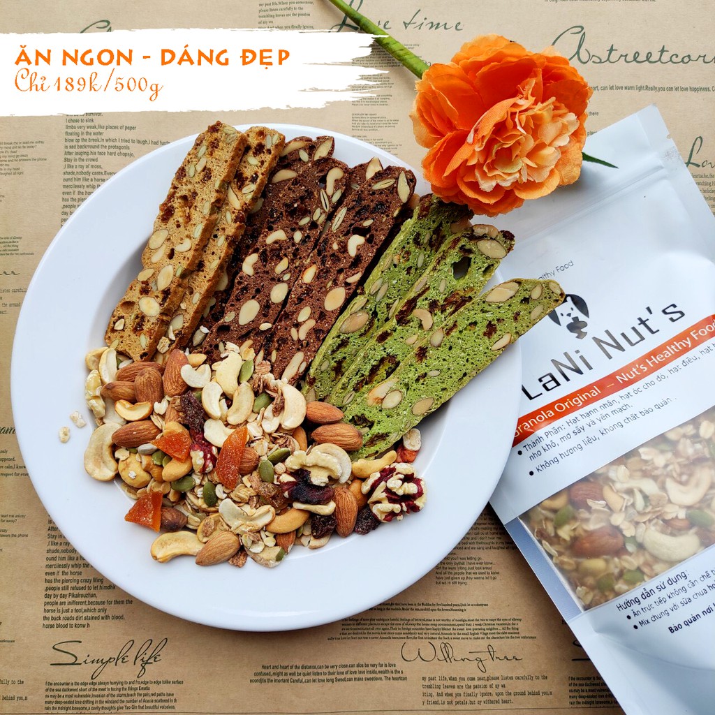 Bánh Ăn Kiêng Biscotti 500g- Bánh ngũ cốc ăn kiêng không đường - Biscotti Mix 3 Vị - Vani, Chocolate, Match | BigBuy360 - bigbuy360.vn