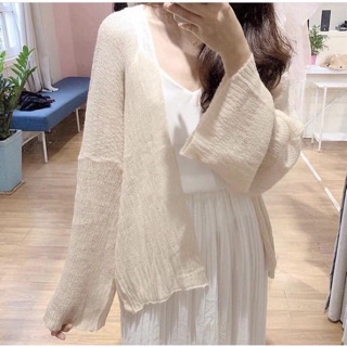 Áo cardigan len sợi dáng lửng