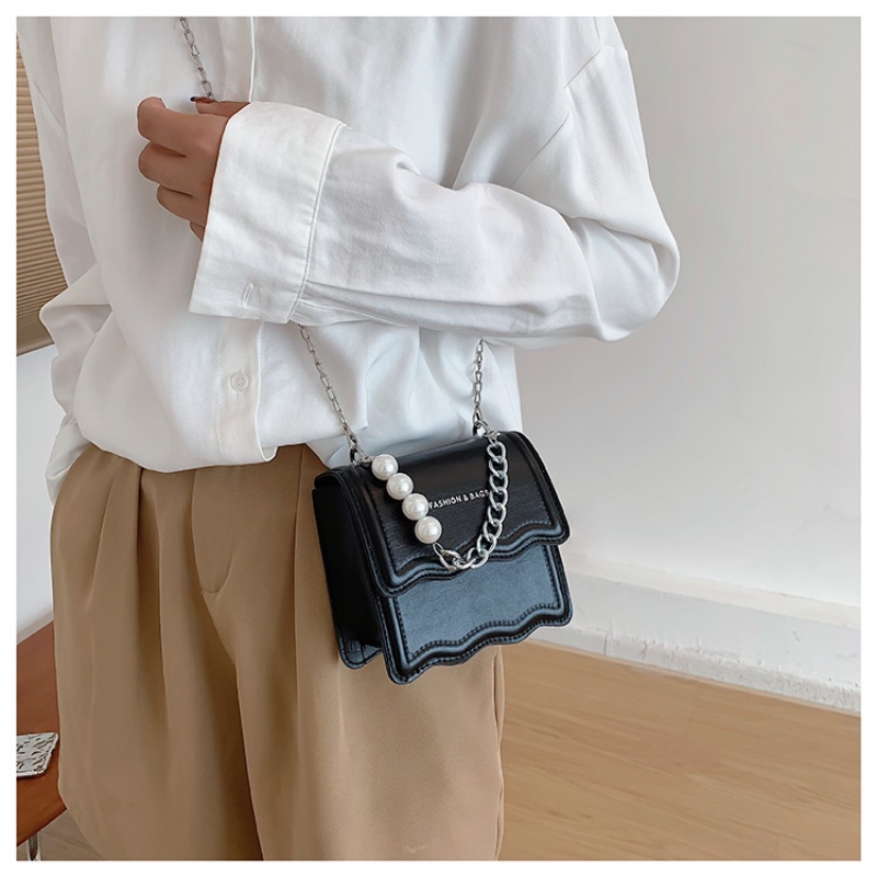 Túi Đeo Chéo Dáng Vuông Nhỏ Màu Trơn Đính Hạt Giả Ngọc Trai Phong Cách Mới 2022 NB00170