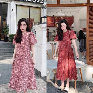 VÁY SUÔNG HOA VINTAGE TAY BỒNG NỮ HÀNG CHUẨN DK61