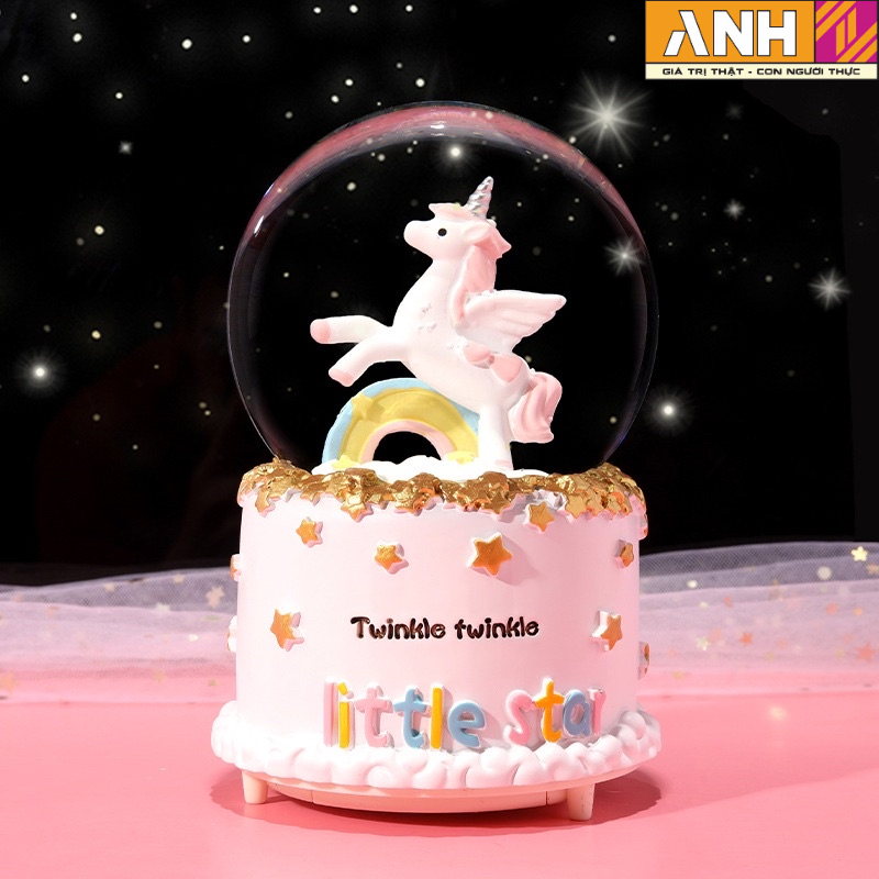 Hộp nhạc quả cầu pha lê tuyết kim sa cảm ứng - Hộp âm nhạc quà tặng sinh nhật ko